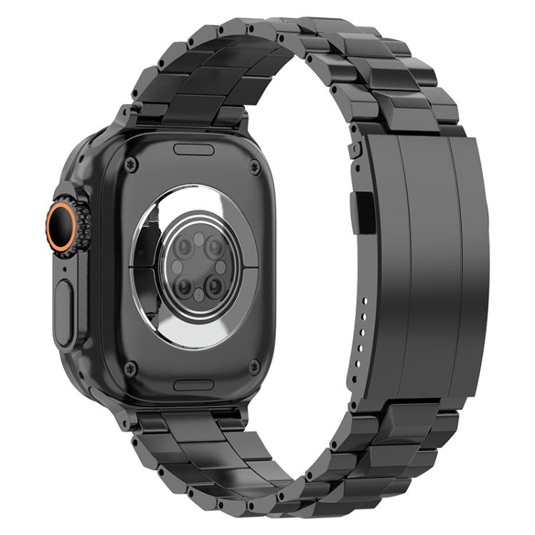 For Apple Watch 42mm / 41mm / 40mm / 38mm T-shaped Turtle Buckle Detachable Titanium Watch Band(Black)