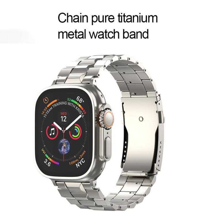 For Apple Watch 46mm / 49mm / 45mm / 44mm T-shaped Turtle Buckle Detachable Titanium Watch Band(Grey)