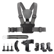 10 in 1 360 Phone Clamp Quick Release Body Mount Belt Chest Strap with Mount & Screw(Grey)