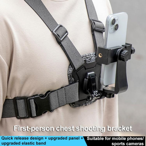10 in 1 360 Phone Clamp Quick Release Body Mount Belt Chest Strap with Mount & Screw(Grey)