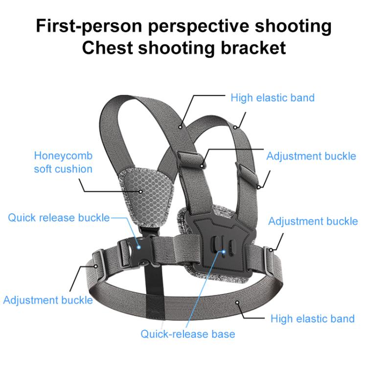 4 in 1 Quick Release Body Mount Belt Chest Strap with Mount & Screw(Grey)