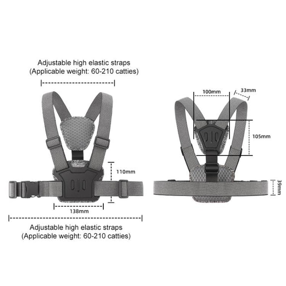 4 in 1 Quick Release Body Mount Belt Chest Strap with Mount & Screw(Grey)