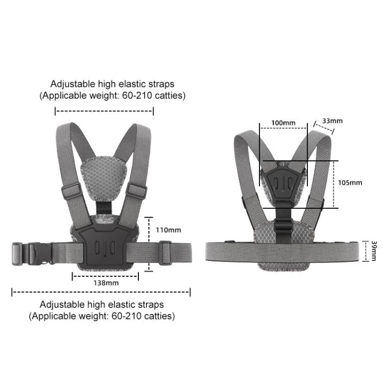 10 in 1 360 Phone Clamp Quick Release Body Mount Belt Chest Strap with Mount & Screw(Grey)