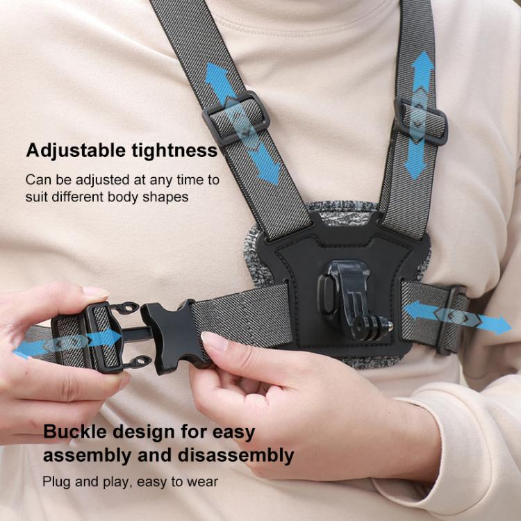 10 in 1 360 Phone Clamp Quick Release Body Mount Belt Chest Strap with Mount & Screw(Grey)