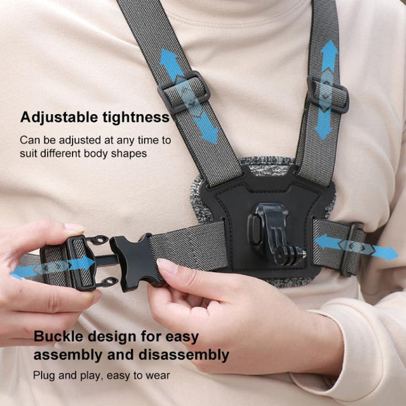 4 in 1 Quick Release Body Mount Belt Chest Strap with Mount & Screw(Grey)