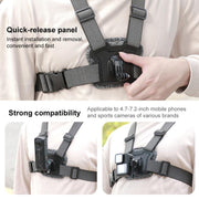 4 in 1 Quick Release Body Mount Belt Chest Strap with Mount & Screw(Grey)