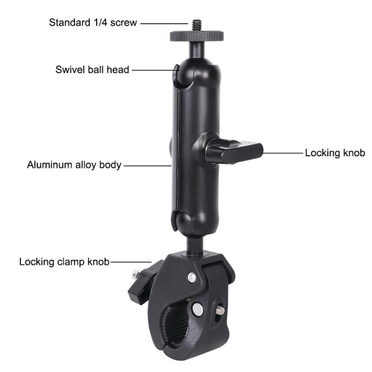 Universal Action Camera Bicycle Handlebar Clamp, Size:S 15.5cm(Black)