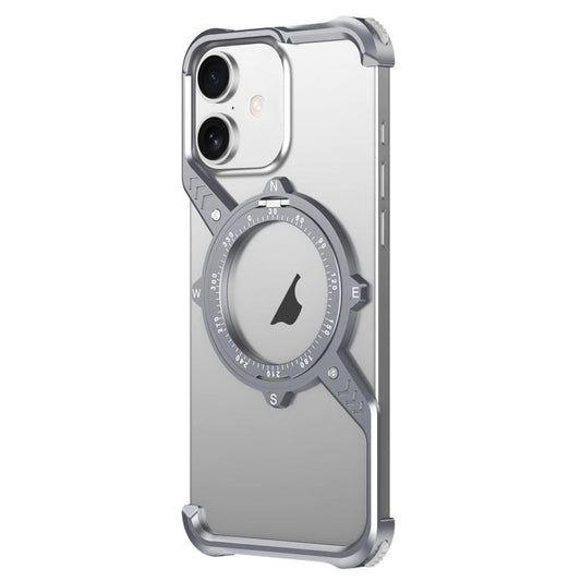 For iPhone 16 Plus S Shaped 360 Holder Airbag Frameless MagSafe Metal Phone Case(Space Gray) - free shipping - PMC Jewellery - Order now!