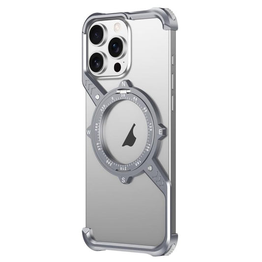 For iPhone 15 Pro Max S Shaped 360 Holder Airbag Frameless MagSafe Metal Phone Case(Space Gray) - free shipping - PMC Jewellery - Order now!