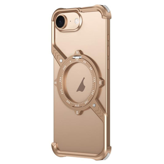 For iPhone 16e S Shaped 360 Holder Airbag Frameless MagSafe Metal Phone Case(Desert Gold) - free shipping - PMC Jewellery - Order now!