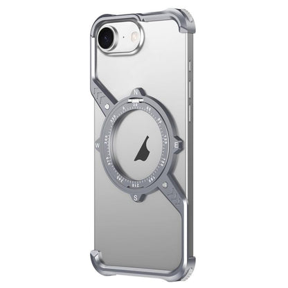 For iPhone 16e S Shaped 360 Holder Airbag Frameless MagSafe Metal Phone Case(Space Gray) - free shipping - PMC Jewellery - Order now!