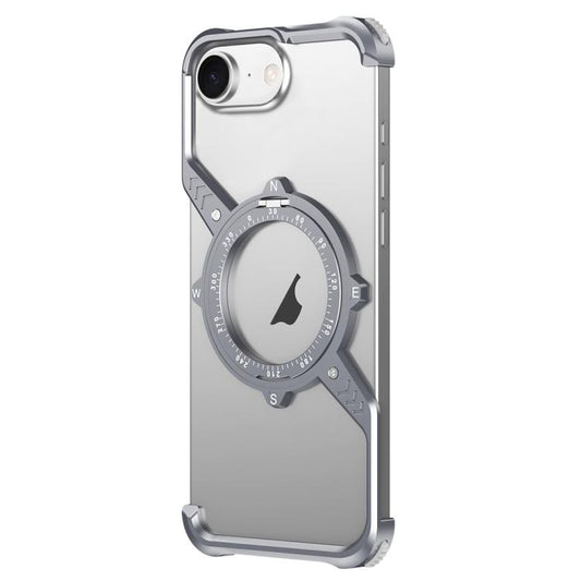 For iPhone 16e S Shaped 360 Holder Airbag Frameless MagSafe Metal Phone Case(Space Gray) - free shipping - PMC Jewellery - Order now!