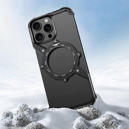 For iPhone 16e S Shaped 360 Holder Airbag Frameless MagSafe Metal Phone Case(Space Gray) - free shipping - PMC Jewellery - Order now!