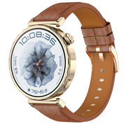 18mm Square Leather Rose Gold Buckle Watch Band(Brown)