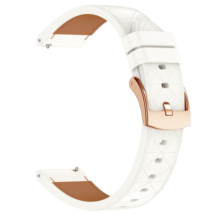 20mm Square Leather Rose Gold Buckle Watch Band(White)
