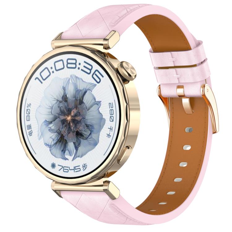 20mm Square Leather Rose Gold Buckle Watch Band(Pink) - free shipping - PMc TechLife - Order now!