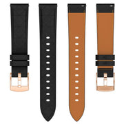 20mm Square Leather Rose Gold Buckle Watch Band(Black)