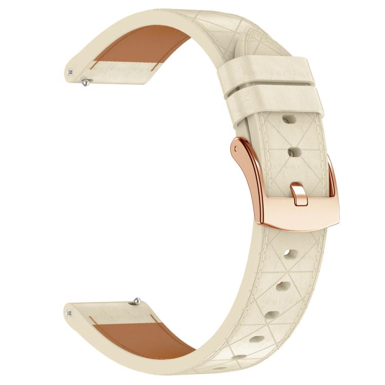 20mm Square Leather Rose Gold Buckle Watch Band(Apricot)
