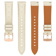 20mm Square Leather Rose Gold Buckle Watch Band(Apricot)