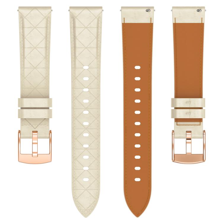 20mm Square Leather Rose Gold Buckle Watch Band(Apricot)