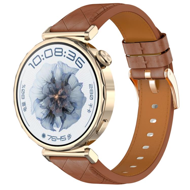 20mm Square Leather Rose Gold Buckle Watch Band(Brown) - free shipping - PMc TechLife - Order now!