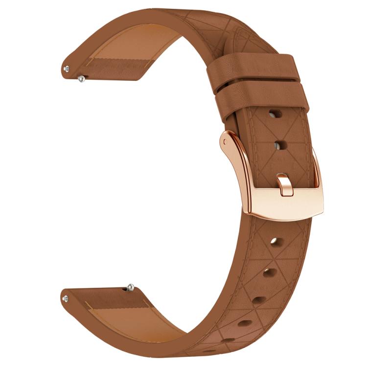 20mm Square Leather Rose Gold Buckle Watch Band(Brown)