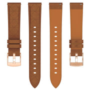 20mm Square Leather Rose Gold Buckle Watch Band(Brown)
