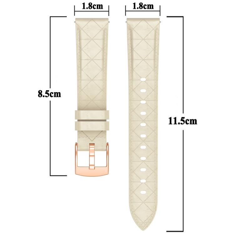 20mm Square Leather Rose Gold Buckle Watch Band(Apricot)