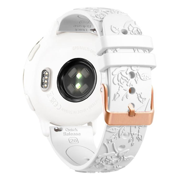 20mm Embossed Rose Gold Buckle Silicone Watch Band(White)