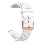 20mm Embossed Rose Gold Buckle Silicone Watch Band(White)