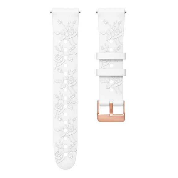 20mm Embossed Rose Gold Buckle Silicone Watch Band(White)