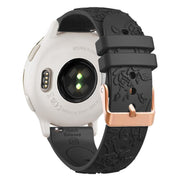 20mm Embossed Rose Gold Buckle Silicone Watch Band(Black)