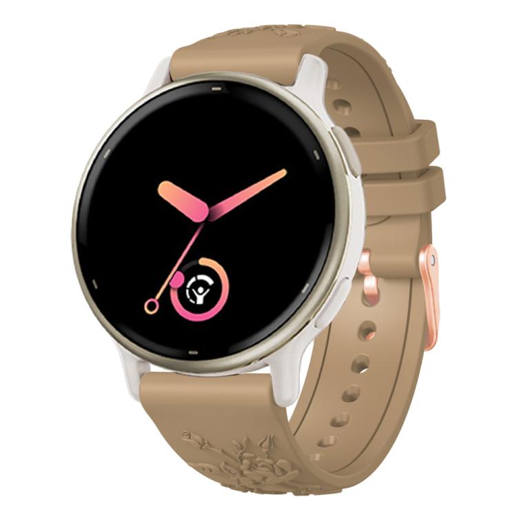 20mm Embossed Rose Gold Buckle Silicone Watch Band(Khaki) - free shipping - PMc TechLife - Order now!