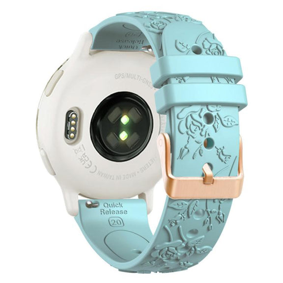 20mm Embossed Rose Gold Buckle Silicone Watch Band(Light Blue)