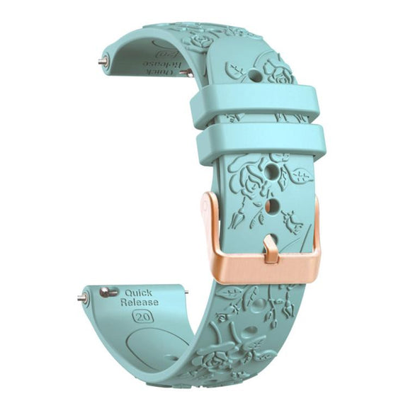 20mm Embossed Rose Gold Buckle Silicone Watch Band(Light Blue)