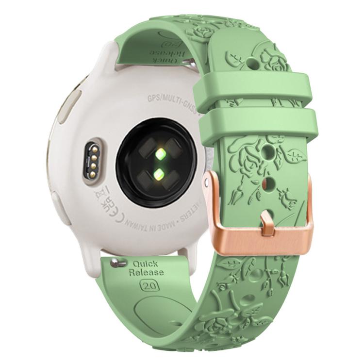 20mm Embossed Rose Gold Buckle Silicone Watch Band(Light Green)
