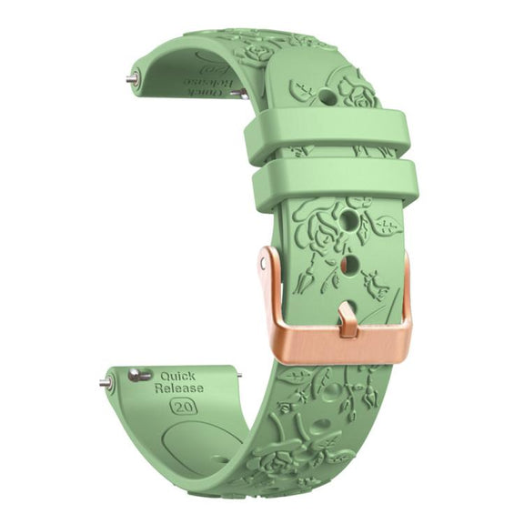 20mm Embossed Rose Gold Buckle Silicone Watch Band(Light Green)