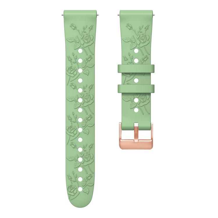 20mm Embossed Rose Gold Buckle Silicone Watch Band(Light Green)