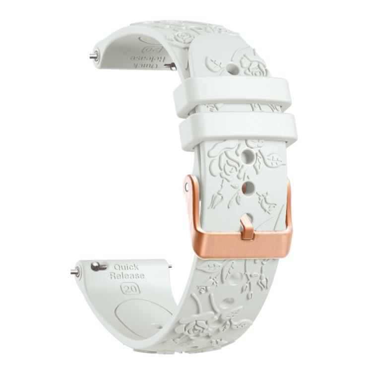 20mm Embossed Rose Gold Buckle Silicone Watch Band(Fog Gray)