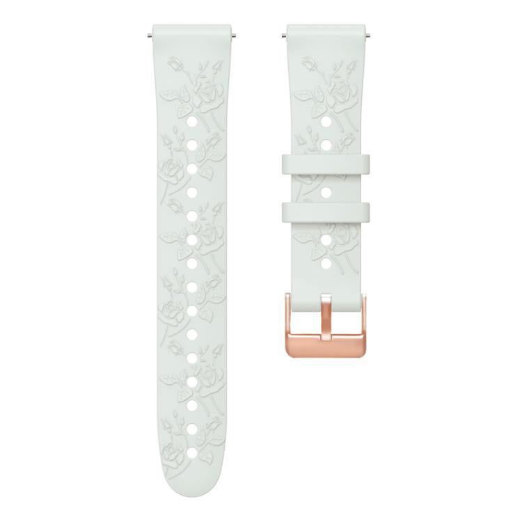 20mm Embossed Rose Gold Buckle Silicone Watch Band(Fog Gray)