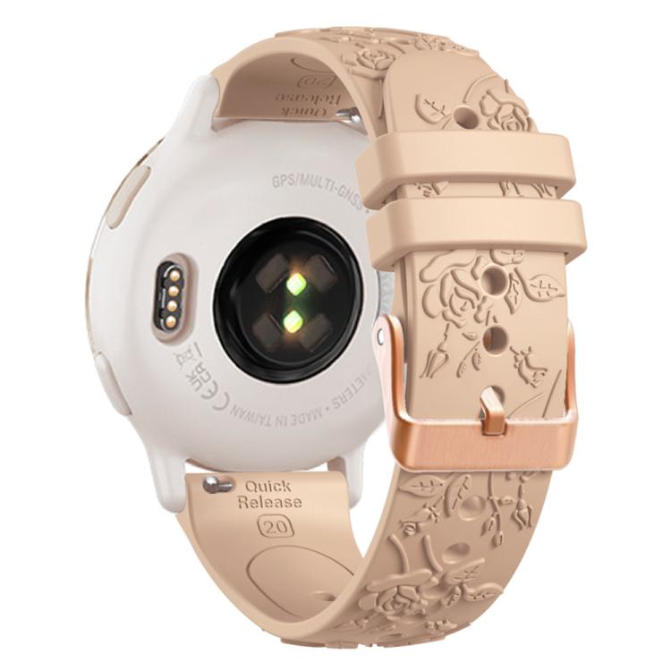 20mm Embossed Rose Gold Buckle Silicone Watch Band(Apricot)