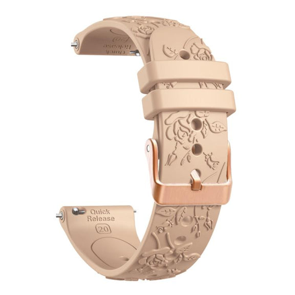 20mm Embossed Rose Gold Buckle Silicone Watch Band(Apricot)