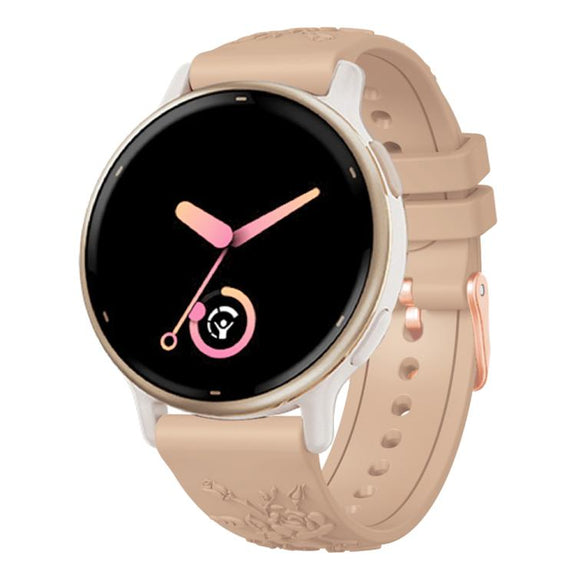 20mm Embossed Rose Gold Buckle Silicone Watch Band(Apricot)