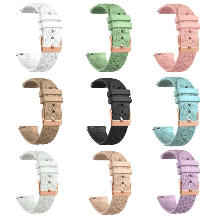 20mm Embossed Rose Gold Buckle Silicone Watch Band(Khaki) - free shipping - PMc TechLife - Order now!