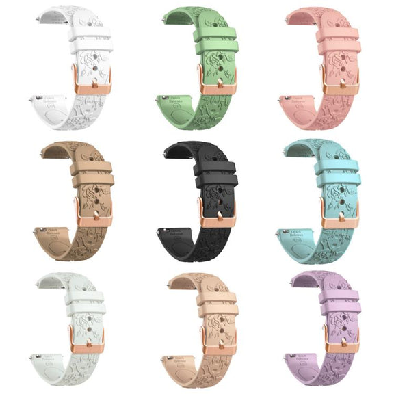20mm Embossed Rose Gold Buckle Silicone Watch Band(Khaki)