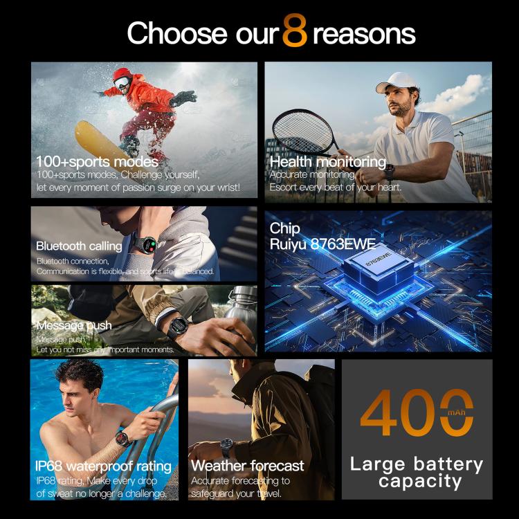 AK61 BT Call Smart Watch, Support Blood Pressure / Heart Rate / Sports Health Monitoring Fitness Tracker(Black Steel) - free shipping - PMC TechLife - Order now!