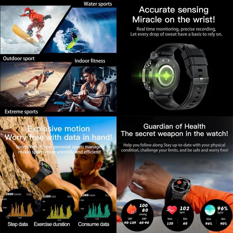 AK61 BT Call Smart Watch, Support Blood Pressure / Heart Rate / Sports Health Monitoring Fitness Tracker(Black Silicone) - free shipping - PMC TechLife - Order now!