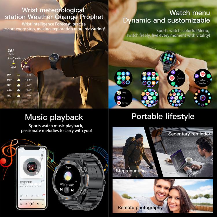 AK61 BT Call Smart Watch, Support Blood Pressure / Heart Rate / Sports Health Monitoring Fitness Tracker(Black Silicone) - free shipping - PMC TechLife - Order now!