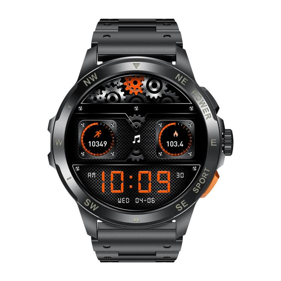 AK77 BT Call Smart Watch, Support Blood Oxygen / Blood Pressure / Heart Rate / Sports Wellness Tracking Fitness Tracker(Black Steel)