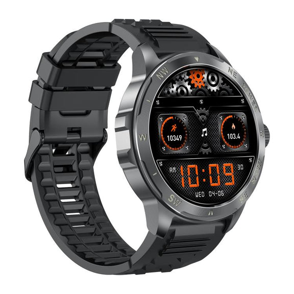 AK77 BT Call Smart Watch, Support Blood Oxygen / Blood Pressure / Heart Rate / Sports Wellness Tracking Fitness Tracker(Black Silicone)